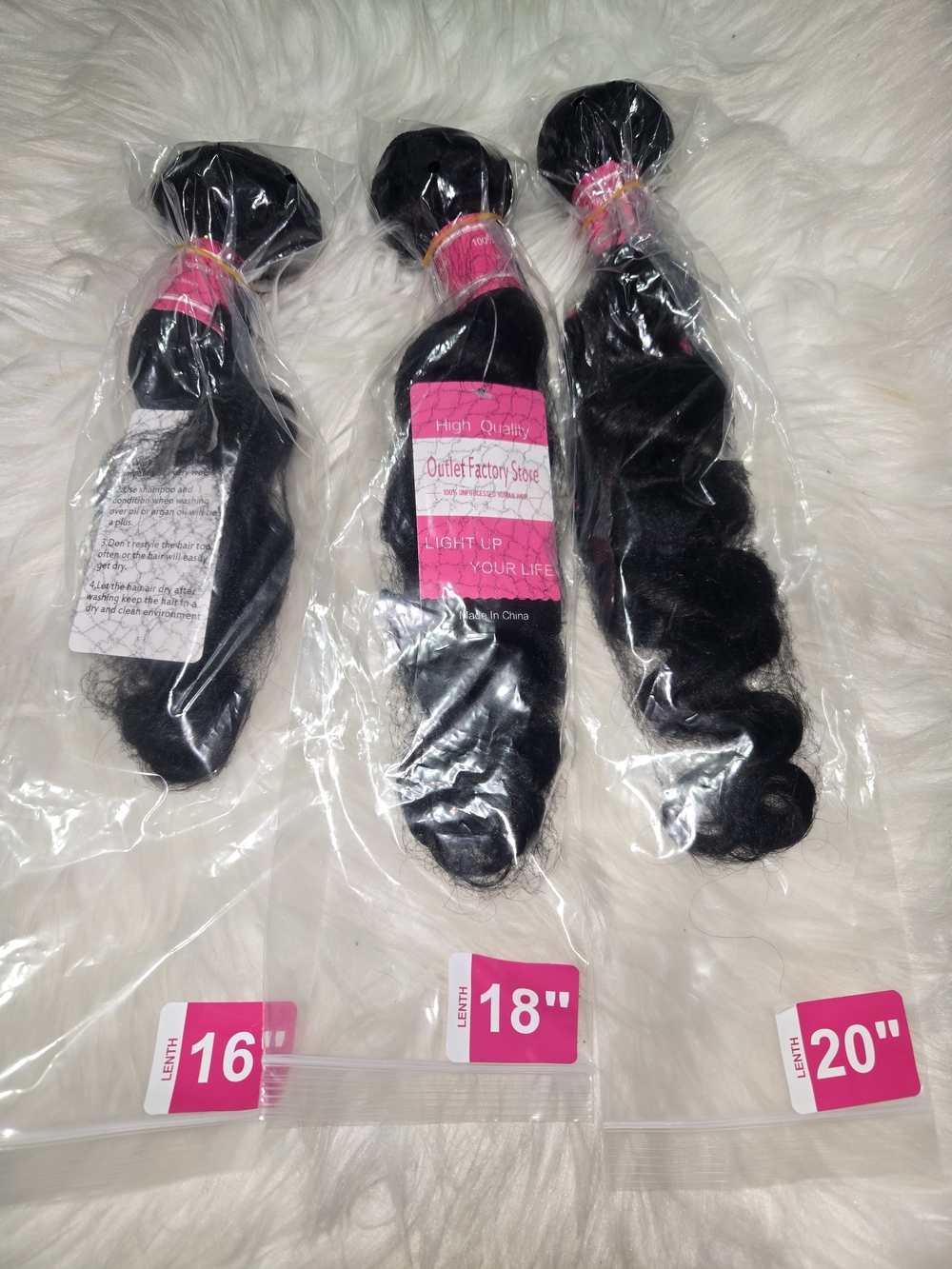Loose Wave Human Hair Bundles - 16", 18", 20"